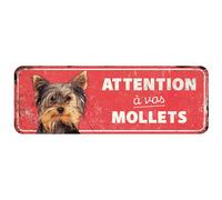 D&D HOME-Panneau d'avertissement terrier coloris rouge en métal galvanisé D&D Home - 40 x 13 x 0,3 cm
