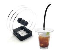 D & D Lot de 3 disques de cuisson avec support pour cocktail, boissons, boissons, liqueur de verres, Smoked Drink 3 disques transparents avec valve pour fumoirs, diamètre 12cm (disques et support)