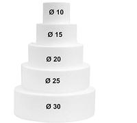 D. & D. Polystyrène - Disque en polystyrène - Base de gâteau H 5 cm Chaque disque - Ø 10 cm, Ø 15 cm, Ø 20 cm, Ø 25 cm, Ø 30 cm - 5 pièces…