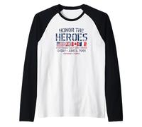 D-Day 6 Juin 1944 Honor The Heroes Imprimé Vieilli Manche Raglan