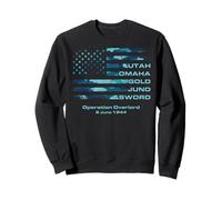 D-Day 81st Anniversary Normandy D-Day Beaches USA Camo Flag Sweatshirt