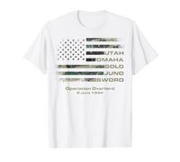 D-Day 82nd Anniversary Normandy D-Day Beaches USA Camo Flag T-Shirt Graphique avec Valeur, Homme, Blanc, M