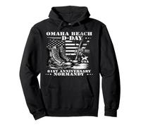 D-Day Normandie 1944 d Day 81 Ans d Day 81st Anniversary Sweat à Capuche, Unisexe pour Adultes, Noir, M