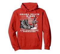 D-Day Normandie 1944 d Day 81 Ans d Day 81st Anniversary Sweat à Capuche, Unisexe pour Adultes, Rouge, S