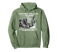 D-Day Normandie 1944 d Day 81 Ans d Day 81st Anniversary Sweat à Capuche, Unisexe pour Adultes, Vert Sauge, S