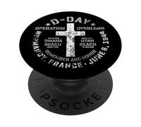 D-Day Normandie Cimetière Marqueur Omaha Utah Beaches Vieilli PopSockets PopGrip Adhésif