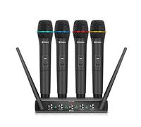 D Debra AU400 Système 4 Micros Mains UHF 4 Canaux Fréquence-A 80m sans Fil | Système 4 micros mains UHF Fréquence-A,4 canaux,portée 80m champ libre,signal stable pour événement conférence