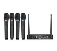 D Debra AU400 Système 4 Micros Mains UHF 4 Canaux Fréquence-B 80m sans Fil | Système 4 micros mains UHF Fréquence-B,4 canaux, portée 80m champ libre,signal stable pour événement conférence