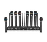 D Debra AU800 Système 8 Micros Mains UHF 80m Pro Église Chorale Spectacle | Système 8 micros mains UHF pro, 8 canaux, portée 80 m champ-libre, 4 antennes, sorties XLR/6,35mm pour chorale église