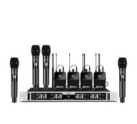 D Debra DU8008 Système de Micro sans Fil UHF - 4 Micros bodypack 4 Micros Main, Plug & Play, Fréquence Ajustable, Portée 80m, Idéal pour Karaoké/Conférences/Scène