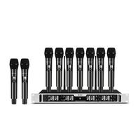 D Debra DU8008 Système de Micro sans Fil UHF - 8 Micros Main, Plug & Play, Fréquence Ajustable, Portée 80m, Idéal pour Karaoké/Conférences/Scène