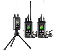 D Debra EST-12 Système de Monitorisation in-Ear sans Fil UHF, 1 Émetteur + 2 Récepteurs, Système Double pour Groupe, Stéréo, Faible Latence, pour Duos, Musiciens, Scène