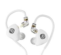 D Debra IE-210 Écouteurs IEM Hi-FI à Faible Distorsion pour Musicien, Câble Détachable 2 Broches, Isolation Phonique Passive pour Scène et Studio (Blanc)