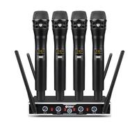 D Debra Système Microphone sans Fil Audio Pro DU4004 UHF 4 Canaux Réglables, Lavalier Micro sans Fil, Idéal pour Réunions, Événements et Discours (4 Micros)