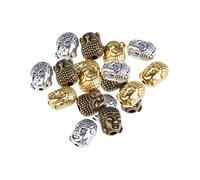 D DOLITY Lot de 18pcs Perles d'Espaces Tête Bouddha Tibétaines Perlages Espaceurs Vintage Bijoux Conclusions DIY