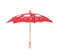 D DOLITY Ombrelle Parasol Main Faite Parapluie Floral en Dentelle Bambou Délicat Parfait pour Décor Mariage - Rouge