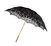 D DOLITY Ombrelle Parasol Main Faite Parapluie Floral en Dentelle Bambou Délicat Parfait pour Décor Mariage - Diamètre 82 cm - Noir -2