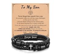 D Dongjiangjin Gift Bracelets en cuir To My Son pour homme, 8.2inches, Pas de gemme