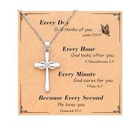 D Dongjiangjin Gift Collier avec pendentif croix infini en or rose et oxyde de zirconium - Cadeau chrétien pour femme, 18+2 inches (pendant: 0.98"*0.59"), Acier inoxydable, Zircone cubique