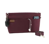 D.DUO Insert de rangement pour sac, sac à bandoulière, insert de rangement pour fourre-tout avec sangle de sac réglable, inserts de sac à main en nylon imperméable (Vin rouge, L)