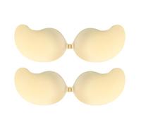 D.DUO Lot de 2 soutiens-gorge adhésifs sans bretelles, soutien-gorge invisible pour femme, soutien-gorge adhésif en silicone antidérapant, soutien-gorge push-up dos nu, beige, D