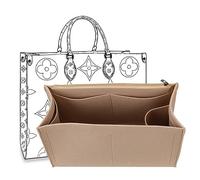 D.DUO Organiseur de sac à main avec fermeture éclair, organiseur fourre-tout pour LV ONTHEGO (Beige, L)