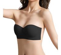 D.DUO Soutiens-Gorge sans Bretelles, Push-up adhésifs, Dos Nu, Tube Invisible antidérapant sans Armatures pour Femmes (Noir, A)