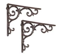 Relaxdays Équerre étagère Murale, Lot de 8, Ancien, Support en Fonte de Fer, Ornements baroques, Marron