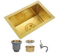 D Évier de cuisine en acier inoxydable avec revêtement simple et facile à nettoyer Fait à la main Évier encastrable Installation multiple Comprend un kit de vidange (d#02 38 x 38 cm)