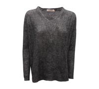 D.Exterior - Pull en mélange de laine à col en V anthracite - Femme - Pulls - Gris - Taille: 42 FR