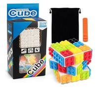 D-FantiX Brick Speed Cube 3x3 Cube Magique 3D Puzzle Magic Cube 3x3x3 Cube de Briques pour Enfants Adultes Cube de Vitesse Jouets Cadeaux (Blanc)