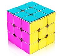 D-FantiX Cube de vitesse magnétique réfléchissant effet miroir 7,6 x 7,6 x 7,6 cm, cube magique original Cyclone Boys sans autocollant, couleur métallique brillante unique avec support, idée cadeau