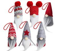 D-FantiX Décorations de Noël en Forme de GNOME, Lot de 6, Ornements décoratifs en Peluche Faits à la Main pour Les Gnomes suédois, décorations pour l'arbre de Noël