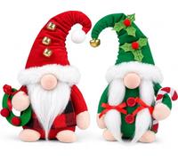 D-FantiX Lot de 2 décorations de Nains d'elfe Faites à la Main Tomte - Figurine scandinave Nordique en Peluche avec Couronne, Bonbon, Elfe de Noël avec Clochette - Cadeaux de Pâques