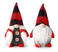 D-FantiX Peluche M. et Mme Gnomes de Noël Lot de 2, Fait à la Main Suédois Tomte Santa Figurine scandinave Peluche Nordique Poupée Elfe Gnomes Décorations de Noël Décoration de la Maison 19cm