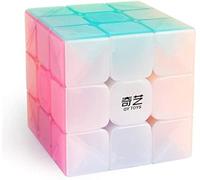 D-FantiX QY Jouets Guerrier W 3x3 Speed Cube Jelly 3x3x3 Cube Magique Puzzles Transparent Couleur Pastel, inclus 1 manuel d'utilisation