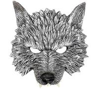 D-Fokes Ensemble de 4 costumes de loup-garou réaliste, masque de loup réaliste, gants et queue, costume de grand méchant loup pour adultes, masque de loup, taille unique