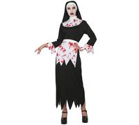 DEGUISE TOI - Déguisement nonne ensanglantée femme - Robe - Collerette - Tablier - Coiffe - M - Rouge - Déguisements adultes - 100% Polyester - Lavage à la main - Halloween