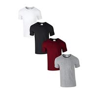 D&H CLOTHING UK Lot de 4 T-Shirts Premium Col Rond Uni Regular Fit Manches Courtes 100% Coton 180gsm M MULTI