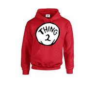 D&H CLOTHING UK Thing Two 2 et Thing One 1 Couples Correspondant drôle Costume Chat Jumeaux Haut Unisexe Fit Sweat à Capuche Sweat à Capuche Jumber Haut Rouge