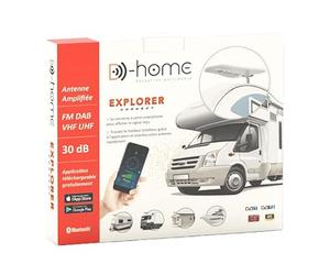 D-Home - Explorer Connect - Antenne amplifiée TV pour Caravane, Gain Total 30 DB. Antenne connectée Pilotable par Une Application Mobile pour Une Réception Optimale. Installation Facile n Main