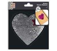 D.I.Y with Toga Cœur 1 Sticker Sequin Magique Réversible, Rose - Noir, Dimension du Coeur : 13 x 13 cm