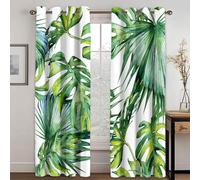 D Idees De Plantes Vertes Tropicales Rideaux Occultants Imprimes A ?Illets, Rideaux Pour Chambre A Coucher, Salon, Traitements De Fenetre Avec Anneau Super Doux Pour Panneau De Decoration De Mais