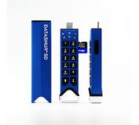 d’iStorage Lot 2 clés USB datAshur SD sécurisées incorporant des Cartes microSD de 64Go, Comprend Licence KeyWriter pour Collaboration sécurisée et Sauvegarde, Adaptateur Type C vers A Inclus Bleu