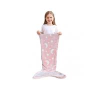 (D)Kids Mermaid Tail Blanket Soft Warm Plush Sleeping Bag Glow in the Dark Wearable Sleeping Sack Photo Prop Throw Blanket