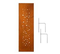 D&L Lasertec Brise-vue pour jardin en métal patiné - 160 x 50 cm - Cercles, ciel étoilé, points, cloison - Brise-vue - Patine