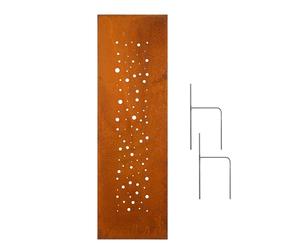 D&L Lasertec Brise-vue pour jardin en métal patiné - 160 x 50 cm - Cercles, ciel étoilé, points, cloison - Brise-vue - Patine