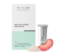 D-LAB Pro-Collagène Ménopause | Cure 28 Jours Sticks | Collagène Marin, Sauge, Vitamines & Minéraux | Soulage Bouffées de Chaleur, Hydrate la Peau & Améliore le Confort Féminin | Fabriqué en France