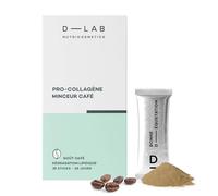 D-LAB | Pro-Collagène Minceur stick | 28 Jours de complément | Enclenche la perte de poids | Stimule la combustion des réserves de graisses | Goût Café | 28 sticks