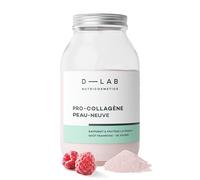 D-LAB | Pro-Collagène Peau Neuve | 28 Jours de Complément | Réduit Visiblement les Rides | Hydrate en Profondeur avec une Formule Naturelle au Goût Framboise